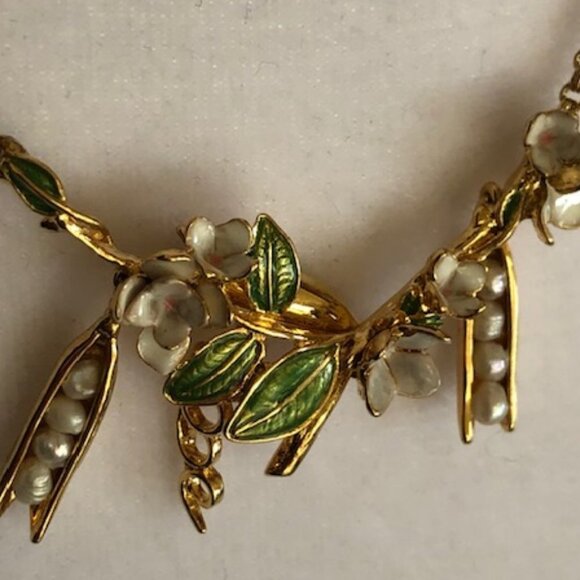 BILL SKINNER Retired Pearl Peas in Pod Gold Necklace Rare - Picture 4 of 17